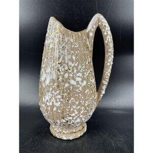 Vtg Savoy China pottery Gold white drip glaze Vase/ Ewer MCM Atomic